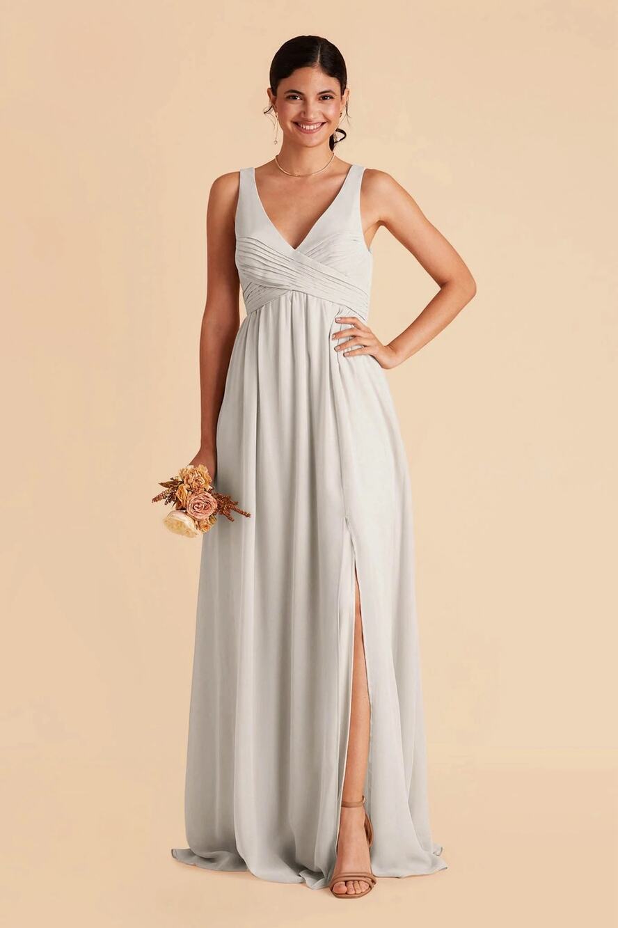 Birdy Grey Light Blue Laurie Empire Dress L Wedding Guest Bridesmaid A Line Slit